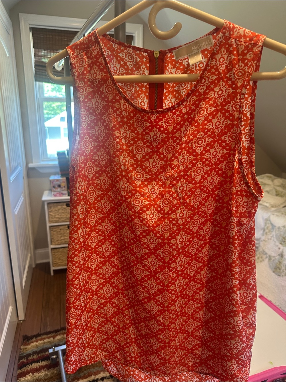 Michael Kors Coral-Red Floral Sleeveless Camisole